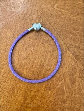 Purple Braided PU Leather Bracelet with Heart Clasp 574